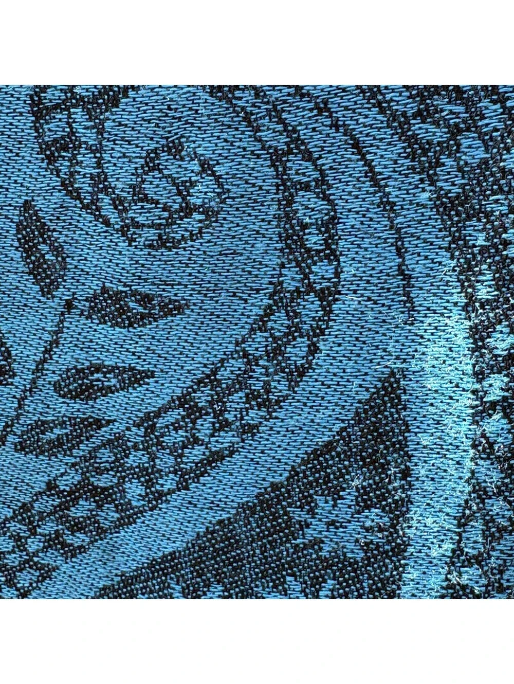 Blue and Black Paisley Pattern Acrylic Scarf with Fringe
